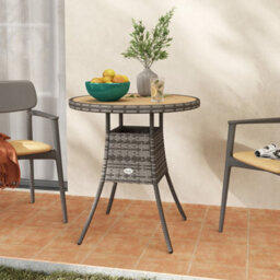 Outsunny Outdoor Pe Rattan Dining Table W/ Wood-Plastic Composite Top, Natural - thumbnail 8