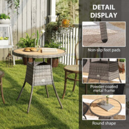 Outsunny Outdoor Pe Rattan Dining Table W/ Wood-Plastic Composite Top, Natural - thumbnail 6