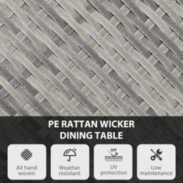 Outsunny Outdoor Pe Rattan Dining Table W/ Wood-Plastic Composite Top, Natural - thumbnail 4