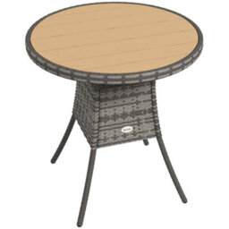 Outsunny Outdoor Pe Rattan Dining Table W/ Wood-Plastic Composite Top, Natural - thumbnail 2