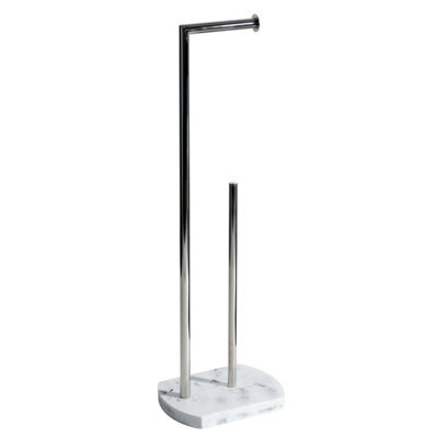 Showerdrape Octavia White Marble & Chrome Toilet Roll Holder & Spare Paper Holder Combination - image 1