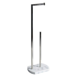 Showerdrape Octavia White Marble & Chrome Toilet Roll Holder & Spare Paper Holder Combination - thumbnail 3