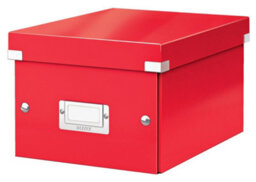 Leitz Wow Click & Store Red Storage Box With Label Holder Small