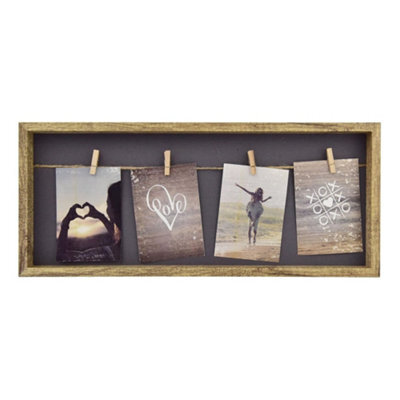 Nielsen Accent Photo Collage Frame For 4 Pictures 3.5X5In With Clothesline And 4 Clips - Natural - image 1