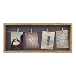Nielsen Accent Photo Collage Frame For 4 Pictures 3.5X5In With Clothesline And 4 Clips - Natural