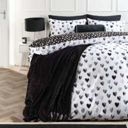 Ohs Watercolour Hearts Duvet Cover Set Microfibre Bedding With Pillowcase, Mono - King - thumbnail 1
