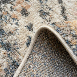 Loomed Blue Beige Distressed Diamond Soft Living Area Rug 120X170Cm - thumbnail 4