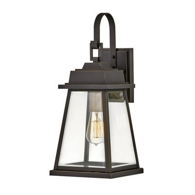 Luminosa Lighting Elstead Hinkley Bainbridge Outdoor Wall Lantern Oil Rubbed Bronze With Heritage Brass Accents, Ip44