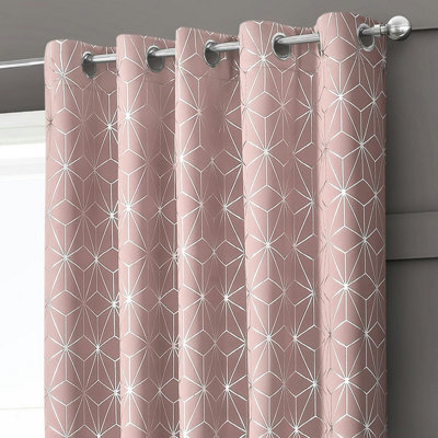 Velosso Moreno Thermal Blackout Ready Made Eyelet Curtains - Pink