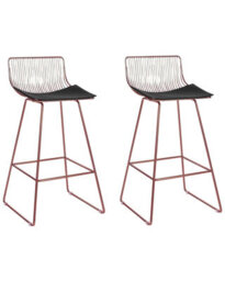 Wyld And Coco Rose-Gold Counter-Height Bar Chairs 2-Pack With Padded Faux Leather Seats - thumbnail 3