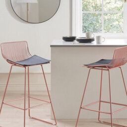 Wyld And Coco Rose-Gold Counter-Height Bar Chairs 2-Pack With Padded Faux Leather Seats - thumbnail 2