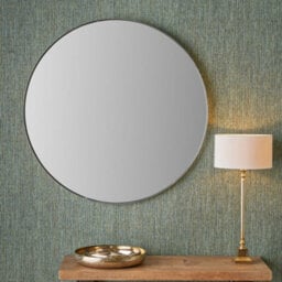 Pacific Lifestyle Round Wall Mirror Silver Metal Slim Frame 100Cm Contemporary - thumbnail 1