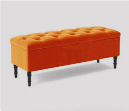180Cm Swiss Chesterfield Ottoman Storage Bench- Plush Velvet Shoe Bench - Burnt Orange Upholstery Footstool With Storage - thumbnail 3
