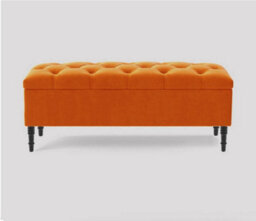 180Cm Swiss Chesterfield Ottoman Storage Bench- Plush Velvet Shoe Bench - Burnt Orange Upholstery Footstool With Storage - thumbnail 1
