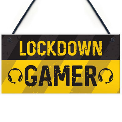 Red Ocean Novelty Lockdown Gamer Sign Boys Bedroom Sign Man Cave Lockdown Gamer Gift - image 1
