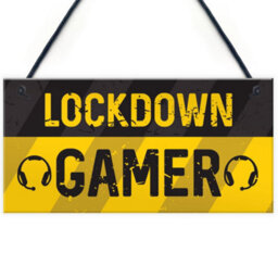 Red Ocean Novelty Lockdown Gamer Sign Boys Bedroom Sign Man Cave Lockdown Gamer Gift - thumbnail 1