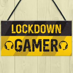 Red Ocean Novelty Lockdown Gamer Sign Boys Bedroom Sign Man Cave Lockdown Gamer Gift - thumbnail 2