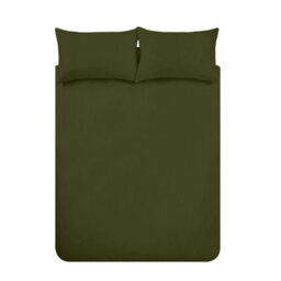 Catherine Lansfield Brushed Cotton Plain Dark Green Duvet Cover Set King Bedding Set - thumbnail 4