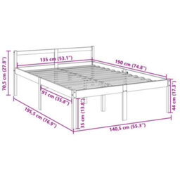 Vidaxl Senior Bed Without Mattress 135X190Cm Double - thumbnail 3