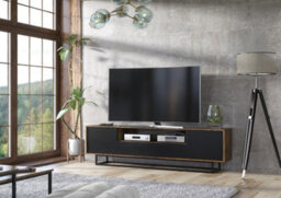 Rift Loft Tv Unit 200Cm Industrial Rustic & Black Matt Doors - Creative Furniture - thumbnail 6