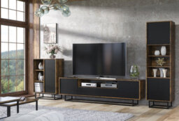Rift Loft Tv Unit 200Cm Industrial Rustic & Black Matt Doors - Creative Furniture - thumbnail 9