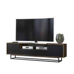 Rift Loft Tv Unit 200Cm Industrial Rustic & Black Matt Doors - Creative Furniture - thumbnail 5