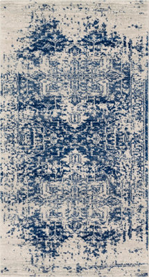 Livabliss Harput-Vintage Grey Blue Orange White Traditional Boho Living Dining Bedroom Rug 80 X 150 Cm Easy Care, Non Shedding - image 1