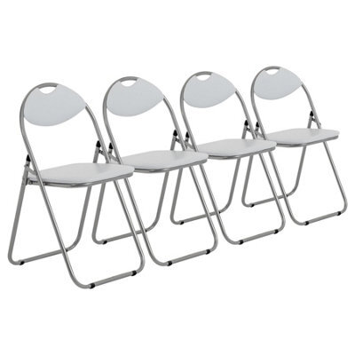 Harbour Housewares 4X Padded Folding Chairs - White/silver - Metal Frame Easy Store Portable Folding Seats - image 1