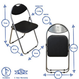 Harbour Housewares 4X Padded Folding Chairs - White/silver - Metal Frame Easy Store Portable Folding Seats - thumbnail 3