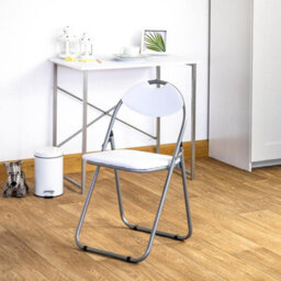 Harbour Housewares 4X Padded Folding Chairs - White/silver - Metal Frame Easy Store Portable Folding Seats - thumbnail 5