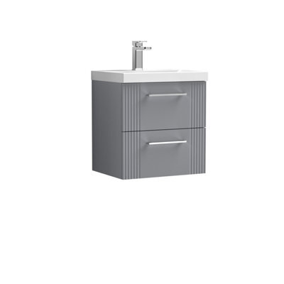 Balterley Belvide Partial Fluted 2 Drawer Wall Hung Vanity Unit With 1 Tap Hole Thin-Edge Basin - 500mm - Satin Grey - image 1
