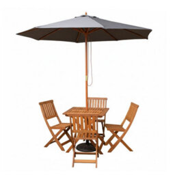 Samuel Alexander Outdoor 4 Person Folding Square Wooden Garden Dining Table Chairs Grey Parasol And Base Set - thumbnail 9