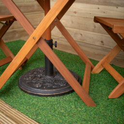 Samuel Alexander Outdoor 4 Person Folding Square Wooden Garden Dining Table Chairs Grey Parasol And Base Set - thumbnail 4