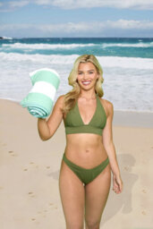 Gc Gaveno Cavailia 1Pk Beach Towel Cabana Stripe Sand Free 100X200 Sage Green - thumbnail 2
