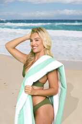 Gc Gaveno Cavailia 1Pk Beach Towel Cabana Stripe Sand Free 100X200 Sage Green - thumbnail 3
