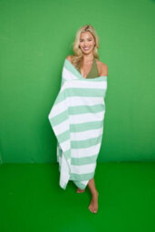 Gc Gaveno Cavailia 1Pk Beach Towel Cabana Stripe Sand Free 100X200 Sage Green - thumbnail 1