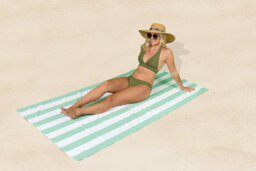 Gc Gaveno Cavailia 1Pk Beach Towel Cabana Stripe Sand Free 100X200 Sage Green - thumbnail 4