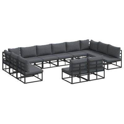 Berkfield Modern Garden Sofa Set With Cushion 12 Pcs Black Aluminium