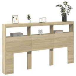 Walplus Headboard Cabinet With Led Sonoma Oak 180X17X102 Cm - thumbnail 5