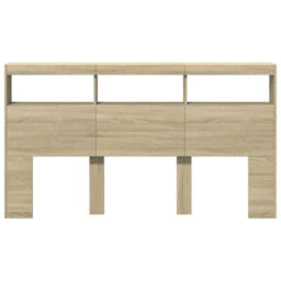Walplus Headboard Cabinet With Led Sonoma Oak 180X17X102 Cm - thumbnail 6