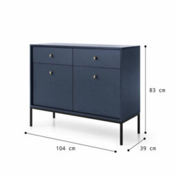 Arte Mono Sideboard Cabinet In Navy - Charming And Functional Storage Unit With Drawers And Shelves (W1040mm X H830mm X D390mm) - thumbnail 3