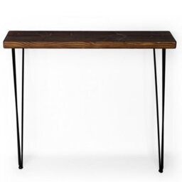 Toolty Rustic Handmade Console Table, Wall Mounted, 80Cm X 17.5Cm , Walnut, 71.5Cm Legs, Handcrafted Vintage Style - thumbnail 2