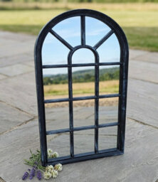 Biznest Window Style Wall Mirror Simply Stylish Decor Wall Window Mirror 69X 34Cm Black Rustic - thumbnail 3