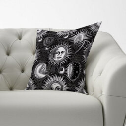 Warren Reed Designer Moon And Sun Black White Cushions 60Cm X 60Cm - thumbnail 2