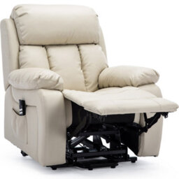 More4Homes Chester Dual Motor Electric Rise Recliner Bonded Leather Armchair Electric Lift Riser Chair (Cream) - thumbnail 3