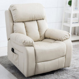 More4Homes Chester Dual Motor Electric Rise Recliner Bonded Leather Armchair Electric Lift Riser Chair (Cream) - thumbnail 7