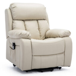 More4Homes Chester Dual Motor Electric Rise Recliner Bonded Leather Armchair Electric Lift Riser Chair (Cream) - thumbnail 2