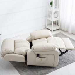 More4Homes Chester Dual Motor Electric Rise Recliner Bonded Leather Armchair Electric Lift Riser Chair (Cream) - thumbnail 8