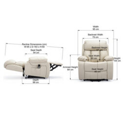 More4Homes Chester Dual Motor Electric Rise Recliner Bonded Leather Armchair Electric Lift Riser Chair (Cream) - thumbnail 9
