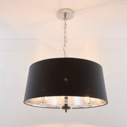 K Living Giovanna 3 Light Chrome Chandelier And Black Shade - thumbnail 2